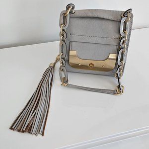 DIANE VON FURSTENBERG HARPER MINI CINZA SHOULDER BAG!